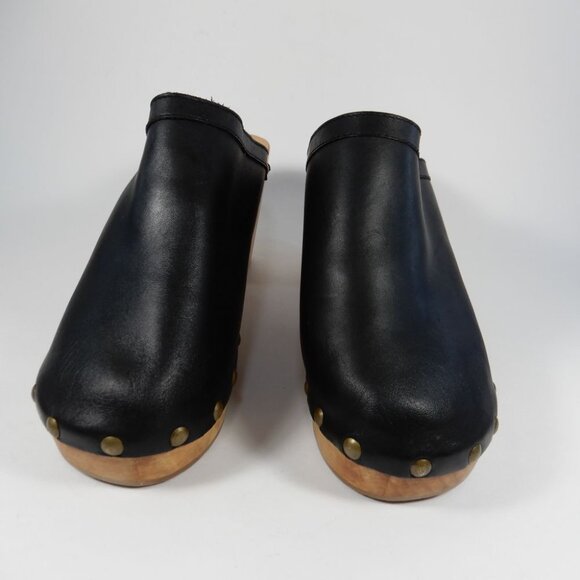 Beek Woodpecker Clogs Mules Size 10 Studded Wood Platform Black Leather NEW $320 - Picture 5 of 16